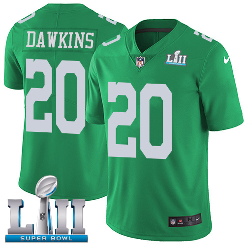 Philadelphia Eagles #20 Brian Dawkins Green Super Bowl LII Game Stitched Jersey