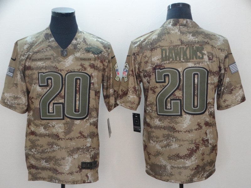 Philadelphia Eagles #20 Brian Dawkins 2018 Camo Salute To Service Limited Stitched Jersey