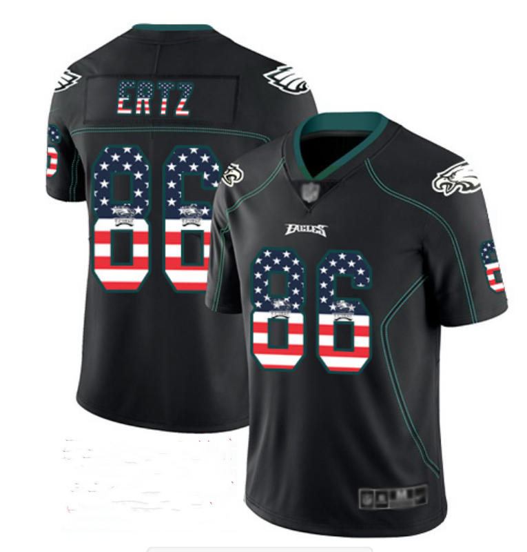 Philadelphia Eagles #86 Zach Ertz Black USA Flag Color Rush Limited Fashion Stitched Jersey