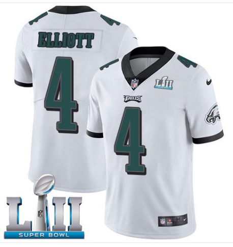 Philadelphia Eagles #4 Jake Elliott White Super Bowl LII Game Stitched Jersey