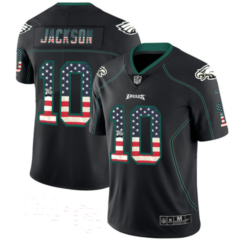 Philadelphia Eagles #10 DeSean Jackson Black USA Flag Color Rush Limited Fashion Stitched Jersey.