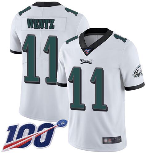 Philadelphia Eagles #11 Carson Wentz White 2019 100th Season Vapor Untouchable Limited Stitched Jersey