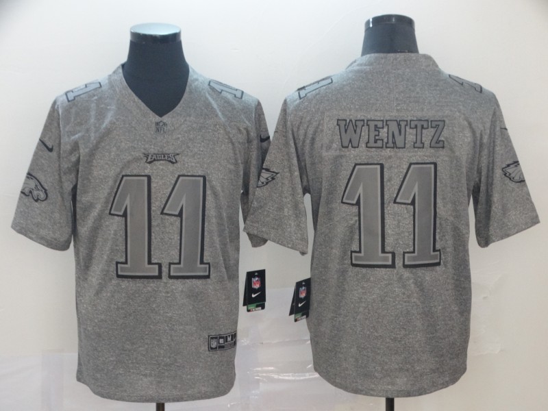 Philadelphia Eagles #11 Carson Wentz Grey Stitched Jersey