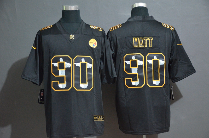 Pittsburgh Steelers #90 T. J. Watt Black Jesus Faith Edition Limited Stitched Jersey