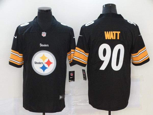 Pittsburgh Steelers #90 T. J. Watt Black 2020 Team Big Logo Limited Stitched Jersey