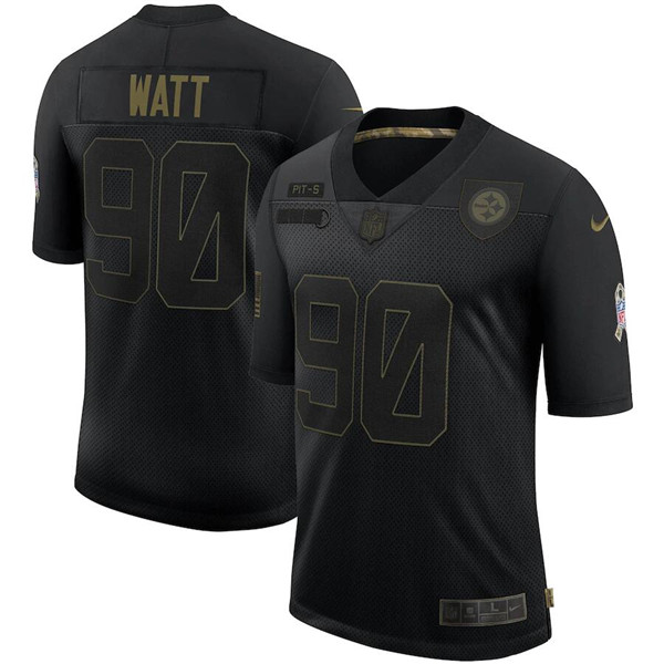 Pittsburgh Steelers #90 T. J. Watt Black 2020 Salute To Service Limited Stitched Jersey