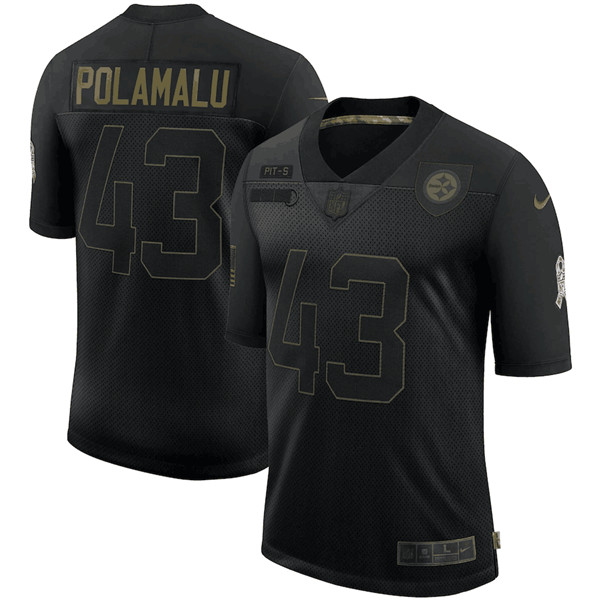 Pittsburgh Steelers #43 Troy Polamalu Black 2020 Salute To Service Limited Stitched Jersey
