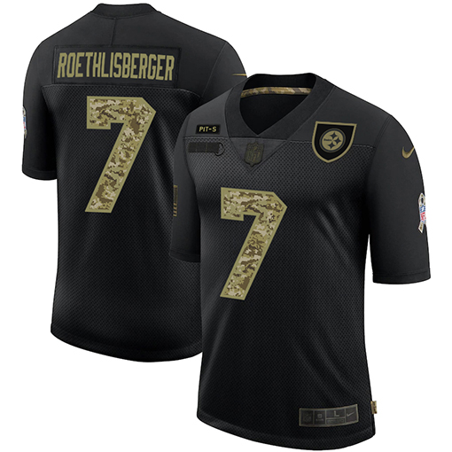 Pittsburgh Steelers #7 Ben Roethlisberger 2020 Black Camo Salute To Service Limited Stitched Jersey