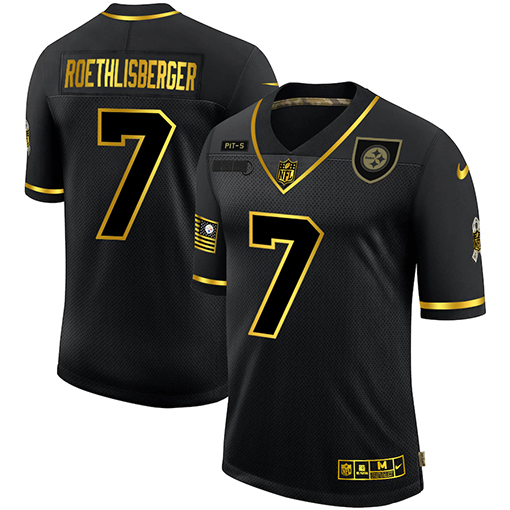 Pittsburgh Steelers #7 Ben Roethlisberger 2020 Black Gold Salute To Service Limited Stitched Jersey