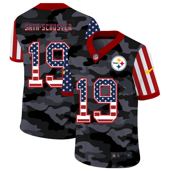 Pittsburgh Steelers #19 JuJu Smith-Schuster 2020 Camo USA Flag Limited Stitched Jersey