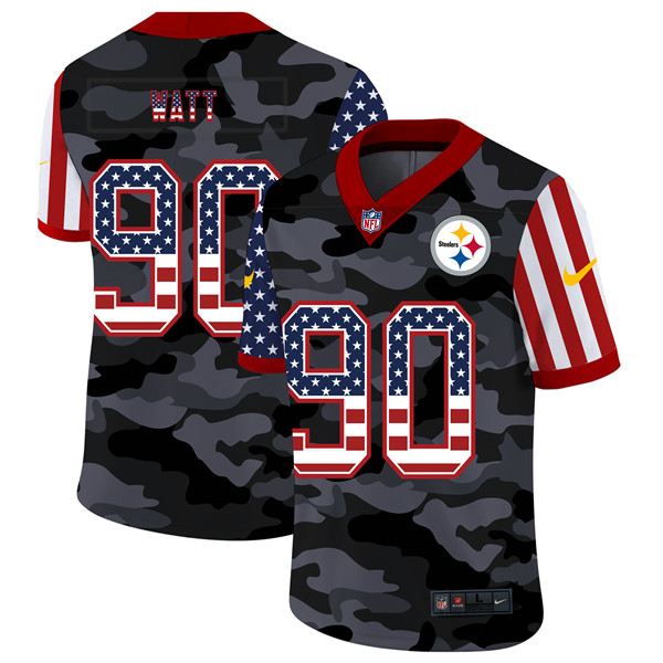 Pittsburgh Steelers #90 T. J. Watt 2020 Camo USA Flag Limited Stitched Jersey