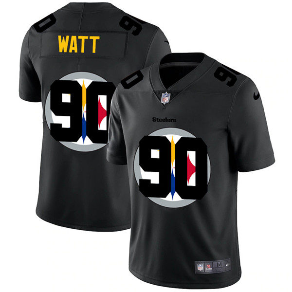 Pittsburgh Steelers #90 T. J. Watt 2020 Black Shadow Logo Limited Stitched Jersey