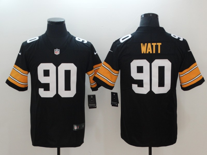Pittsburgh Steelers #90 T. J. Watt Black Team Color Stitched Vapor Untouchable Limited Nike Jersey