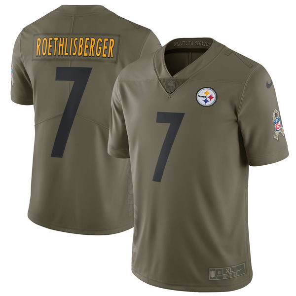 Pittsburgh Steelers #7 Ben Roethlisberger Olive Salute To Service Limited Stitched Nike Jersey