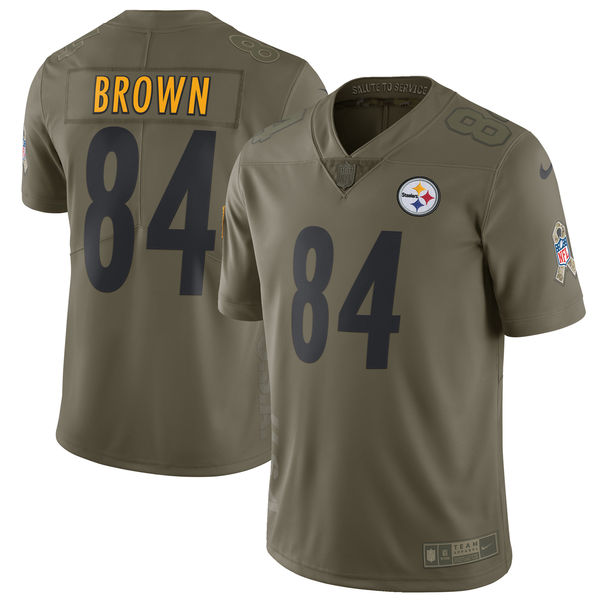 Pittsburgh Steelers #84 Antonio Brown Olive Salute To Service Limited Stitched Nike Jersey