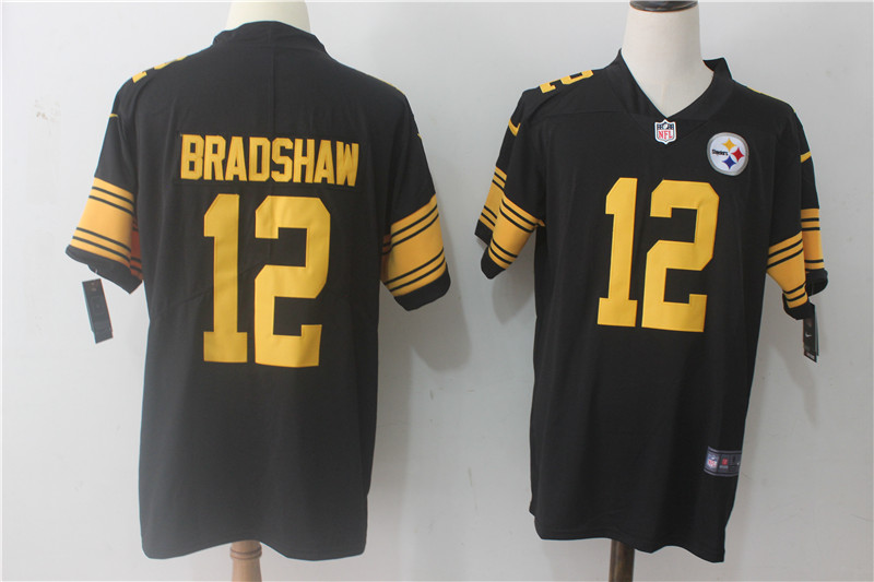 Pittsburgh Steelers #12 Terry Bradshaw Black Limited Rush Stitched Nike Jersey