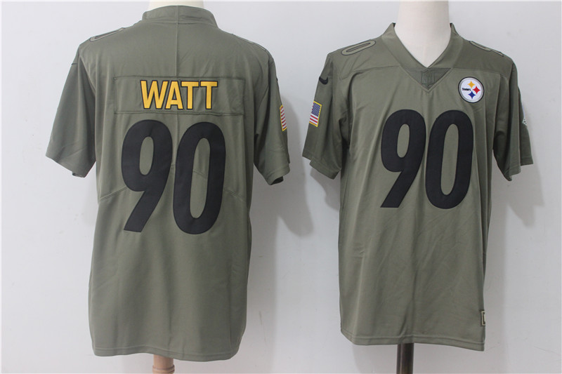 Pittsburgh Steelers #90 T.J. Watt Olive Salute To Service Limited Stitched Nike Jersey