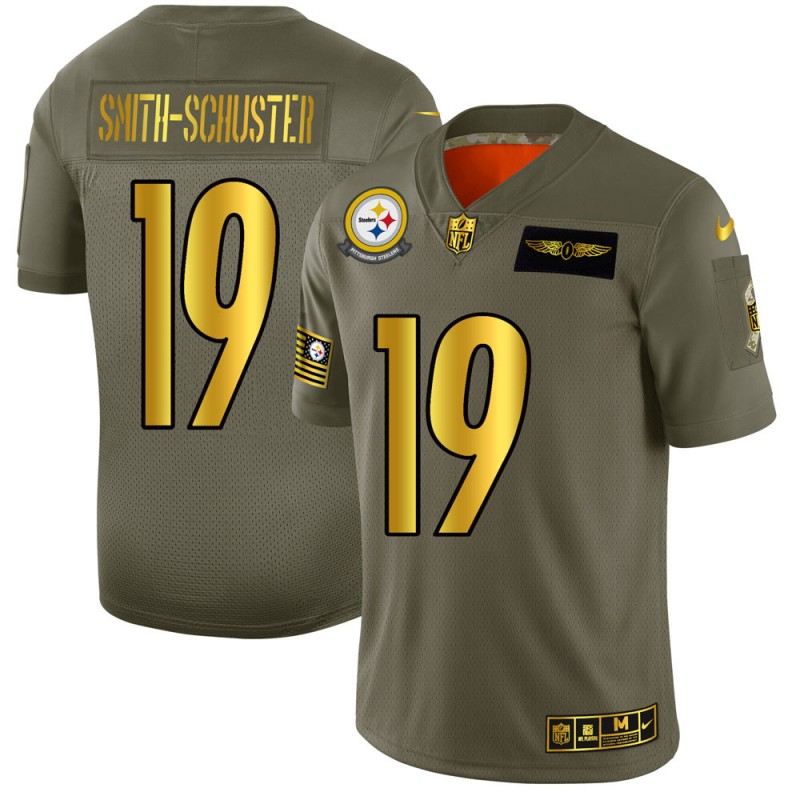 Pittsburgh Steelers #19 JuJu Smith-Schuster Olive Gold 2019 Salute To Service Limited Stitched Jersey