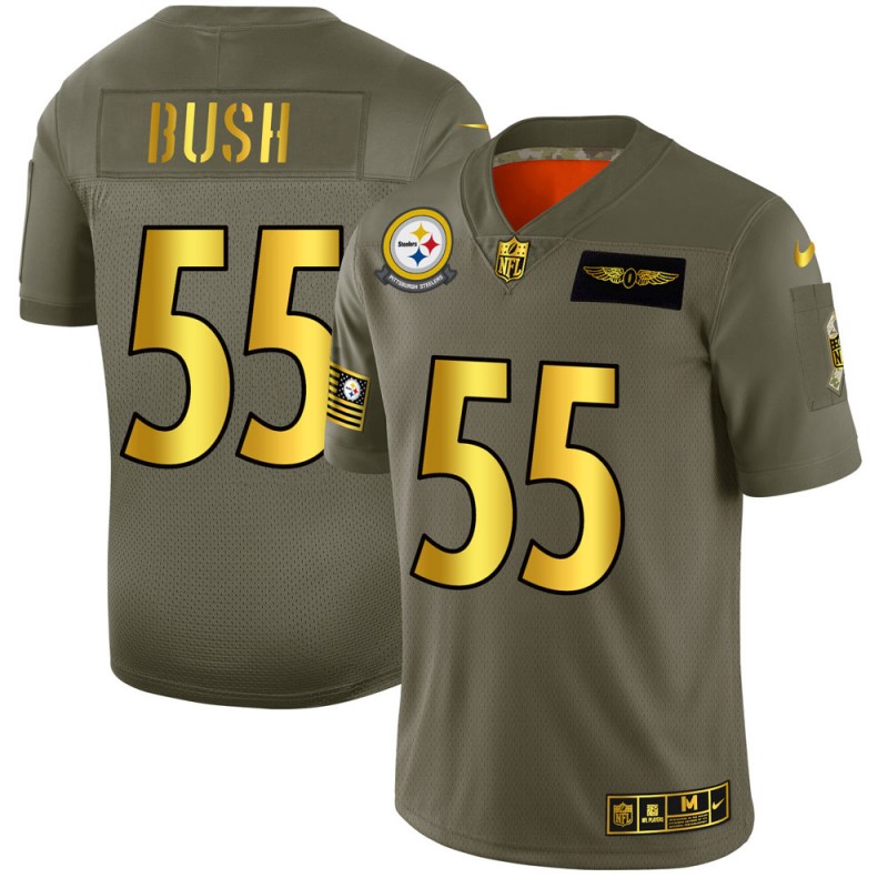 Pittsburgh Steelers #55 Devin Bush Olive Gold 2019 Salute To Service Limited Stitched Jersey