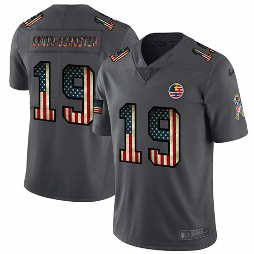 Pittsburgh Steelers #19 JuJu Smith-Schuster Grey 2019 Salute To Service USA Flag Fashion Limited Stitched Jersey