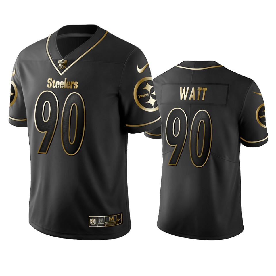 Pittsburgh Steelers #90 T. J. Watt Black 2019 Golden Edition Limited Stitched Jersey