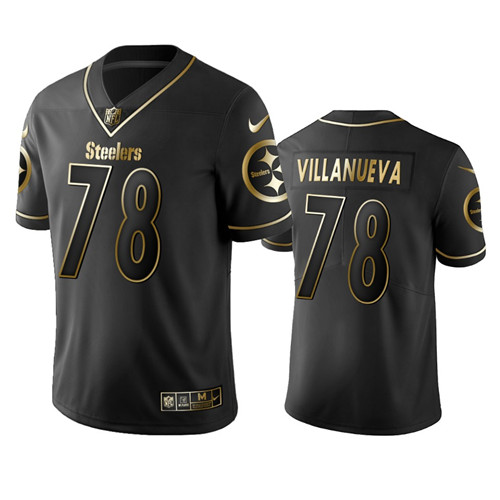 Pittsburgh Steelers #78 Alejandro Villanueva Black 2019 Golden Edition Limited Stitched Jersey