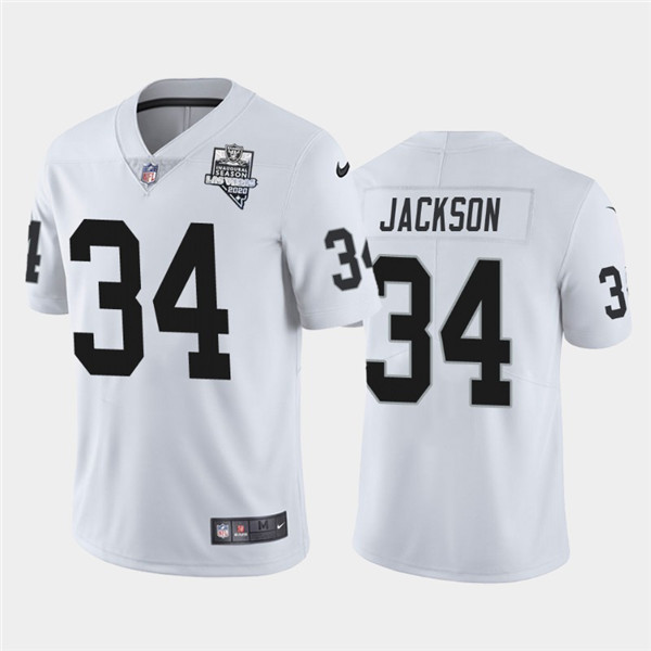 Raiders White #34 Bo Jackson 2020 Inaugural Season Vapor Limited Stitched Jersey