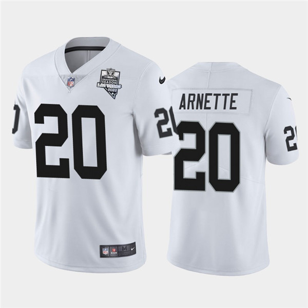 Raiders White #20 Damon Arnette 2020 Inaugural Season Vapor Limited Stitched Jersey
