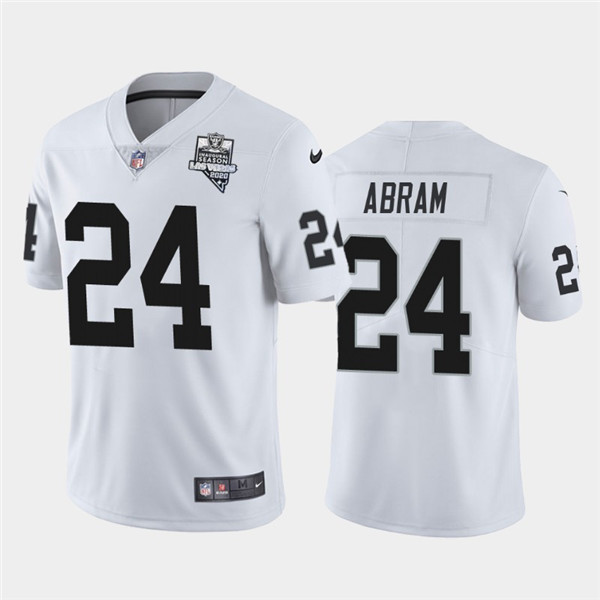Raiders White #24 Johnathan Abram 2020 Inaugural Season Vapor Limited Stitched Jersey