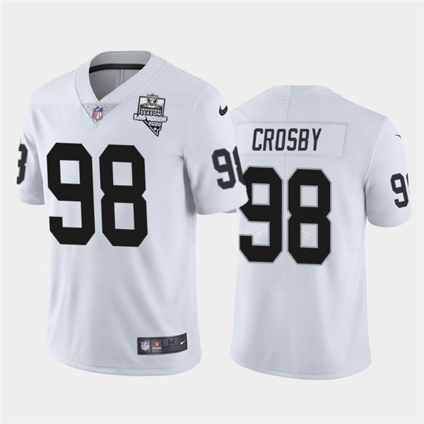 Raiders White #98 Maxx Crosby 2020 Inaugural Season Vapor Limited Stitched Jersey
