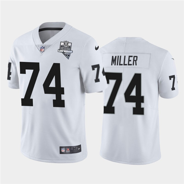 Raiders White #74 Kolton Miller 2020 Inaugural Season Vapor Limited Stitched Jersey
