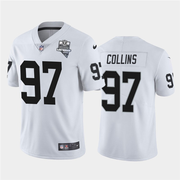 Raiders White #97 Maliek Collins 2020 Inaugural Season Vapor Limited Stitched Jersey