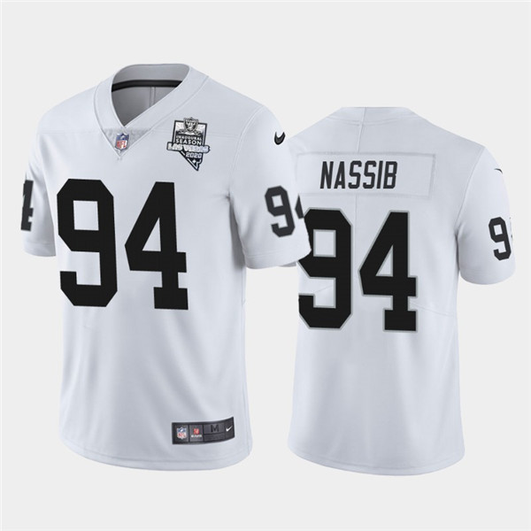 Raiders White #94 Carl Nassib 2020 Inaugural Season Vapor Limited Stitched Jersey