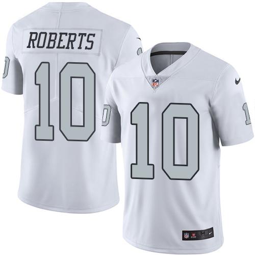 Raiders #10 Seth Roberts White Stitched Limited Rush Nike Jersey