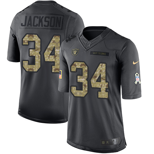 Raiders #34 Bo Jackson Black Stitched Limited 2016 Salute To Service Nike Jersey