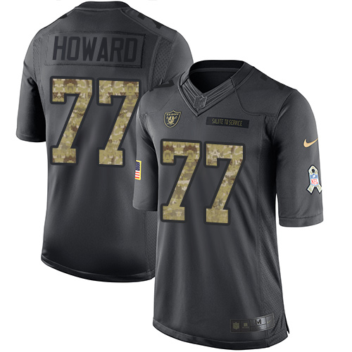 Raiders #77 Austin Howard Black Stitched Limited 2016 Salute To Service Nike Jersey