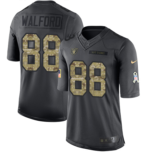 Raiders #88 Clive Walford Black Stitched Limited 2016 Salute To Service Nike Jersey