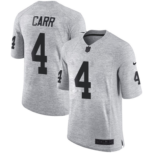 Raiders #4 Derek Carr Gray Stitched Limited Gridiron Gray II Nike Jersey