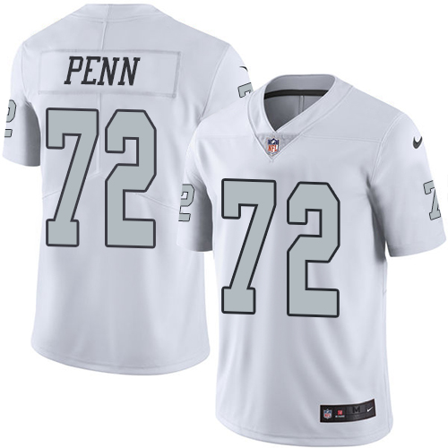 Raiders #72 Donald Penn White Stitched Limited Rush Nike Jersey