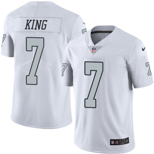Raiders #7 Marquette King White Stitched Limited Rush Nike Jersey