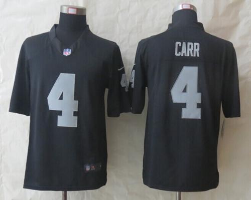 Raiders #4 Derek Carr Black Team Color Stitched Game Nike Jersey