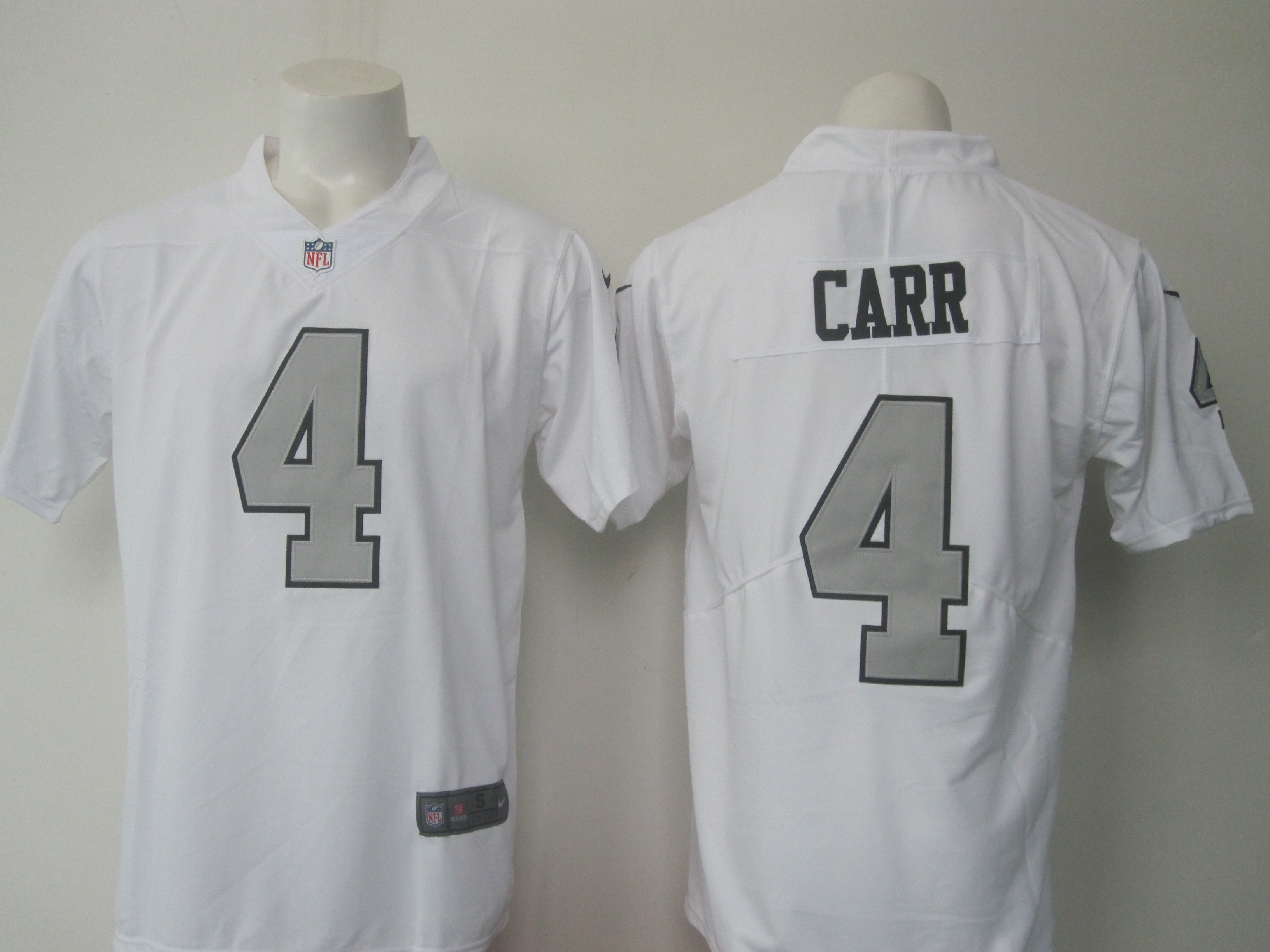Raiders #4 Derek Carr White Limited Rush Stitched Nike Jersey