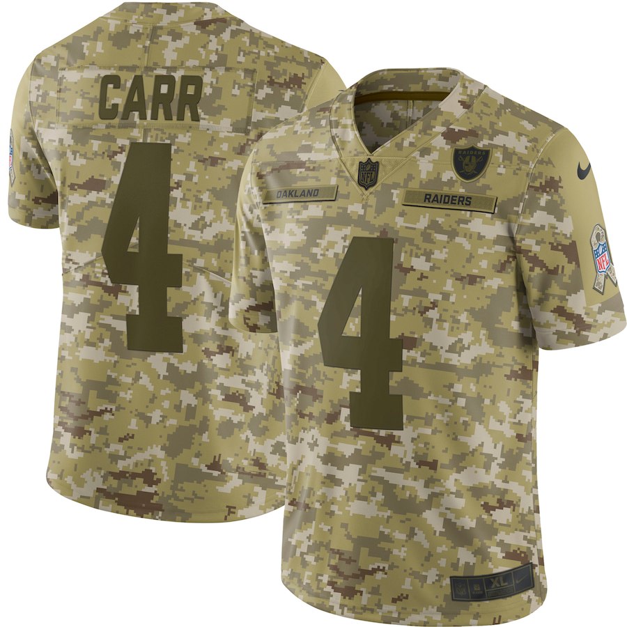 Raiders #4 Derek Carr 2018 Camo Salute To Service Limited Stitched Jersey
