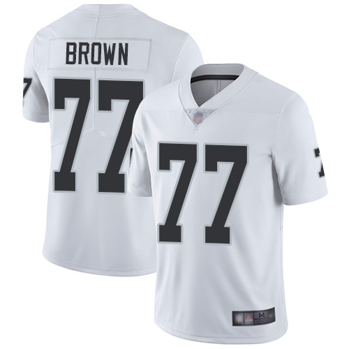 Raiders #77 Trent Brown White Vapor Untouchable Limited Stitched Jersey