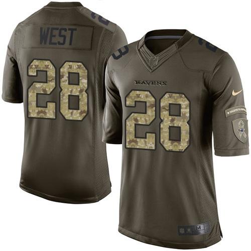 Ravens #28 Terrance West Green Stitched Limited Salute To Service Nike Jersey