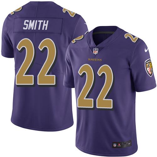 Ravens #22 Jimmy Smith Purple Stitched Limited Rush Nike Jersey