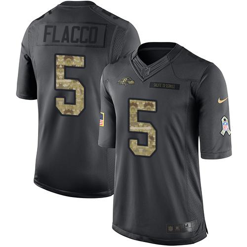 Ravens #5 Joe Flacco Black Stitched Limited 2016 Salute To Service Nike Jersey