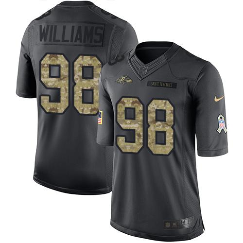 Ravens #98 Brandon Williams Black Stitched Limited 2016 Salute To Service Nike Jersey
