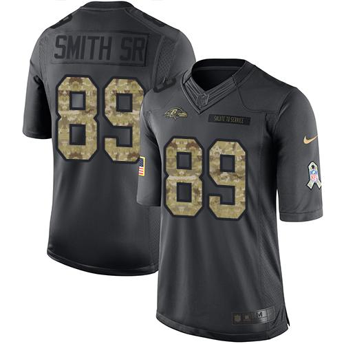 Ravens #89 Steve Smith Sr Black Stitched Limited 2016 Salute To Service Nike Jersey