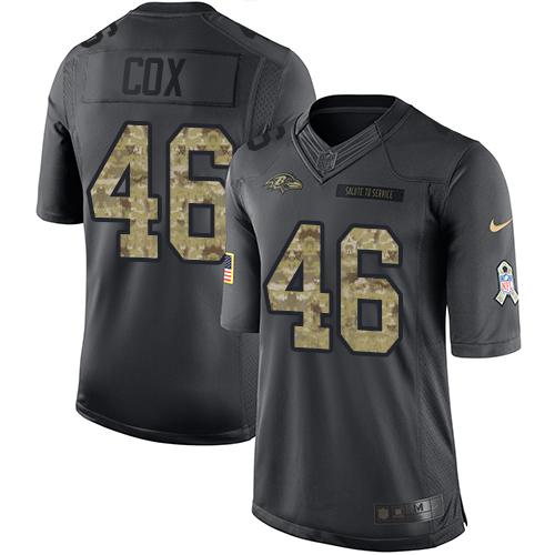 Ravens #46 Morgan Cox Black Stitched Limited 2016 Salute To Service Nike Jersey